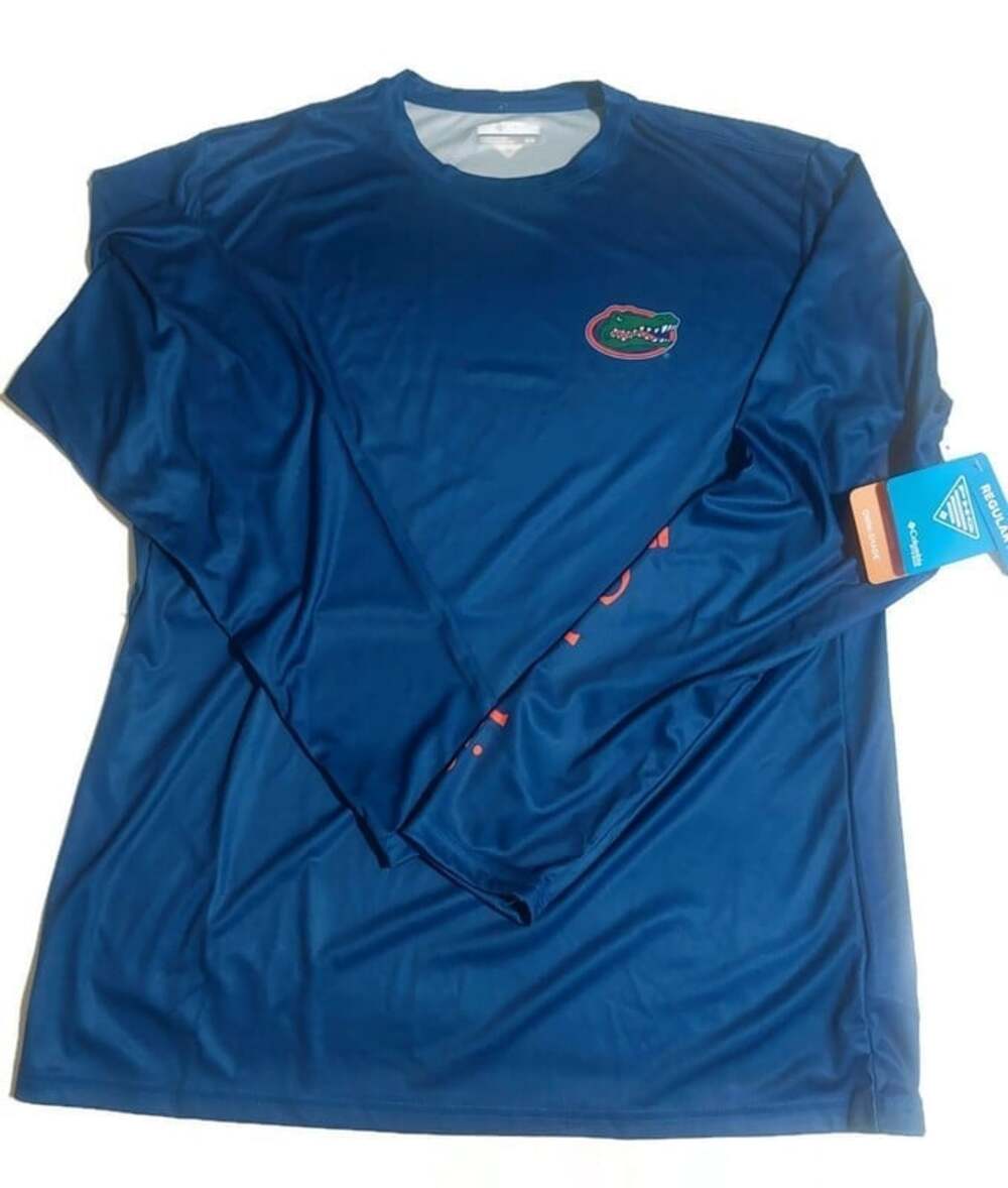 Columbia Florida Gators PHG Terminal Shot Long Sleeve Shirt Mens Size M Blue NWT